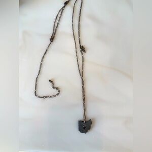 Metal hand cut Ohio necklace
